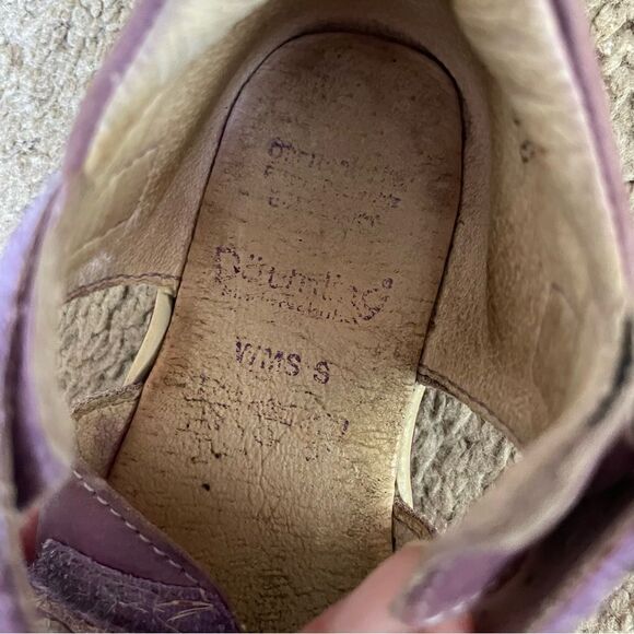 Däumling German Girl Leather Walking Learning Shoe Purple with Flowers Size 7 - Picture 9 of 10